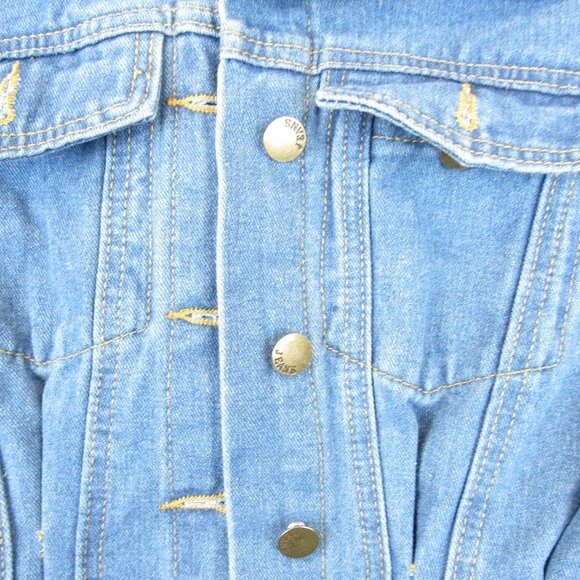 Corset Denim Dress Medium Wash Jean Women's Size S Long Sleeve No Stretch - Picture 5 of 8